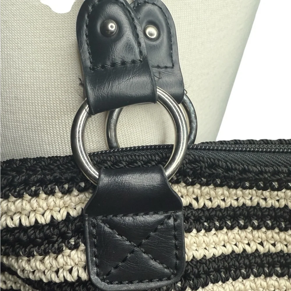 The Sak Black and White Crochet Collection Hobo Handbag
